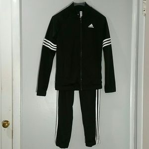 Adidas track jog suit Boys Youth Small Black
